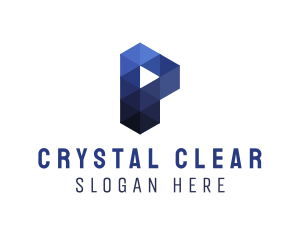 Blue Crystal Letter P logo