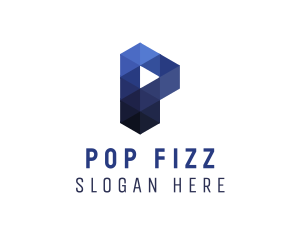 Blue Crystal Letter P logo design