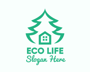 Green Pine Tree House logo design