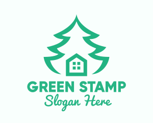 Green Pine Tree House logo design