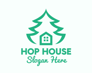 Green Pine Tree House logo design