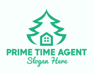 Green Pine Tree House logo design