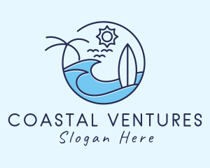 Surfing Beach Island logo design