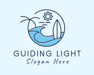 Surfing Beach Island logo design