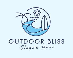 Surfing Beach Island logo design