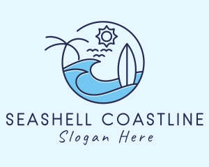 Surfing Beach Island logo design