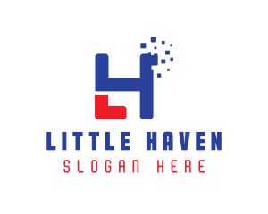 Pixel Tech Letter LH logo design