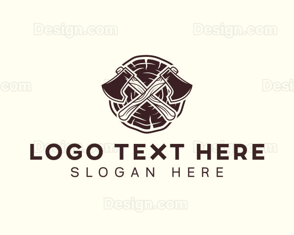 Axe Woodcutter Log Logo