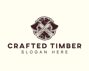 Axe Woodcutter Log logo design