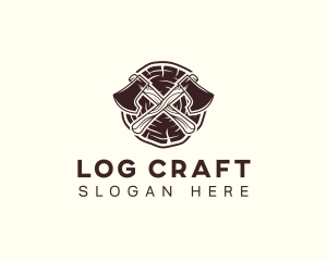 Axe Woodcutter Log logo design