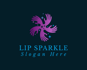 Purple Sparkle Hand logo design