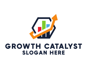 Hexagon Accounting Growth Chart logo design