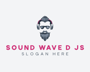 Headphones Man Beard logo design