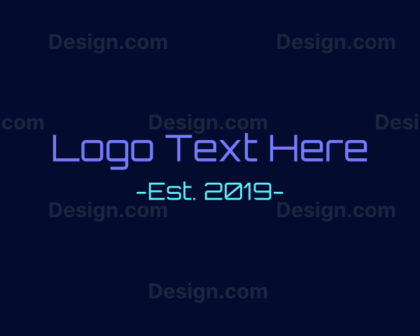 Neon Technology Font Text Logo