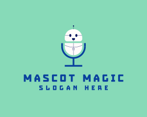 Cute Robot Microphone logo design