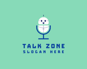 Cute Robot Microphone logo design