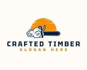 Sunset Chainsaw Industrial logo design