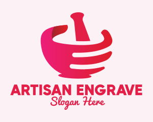 Mortar & Pestle Hand  logo design