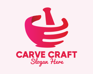 Mortar & Pestle Hand  logo design