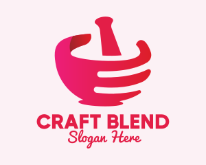 Mortar & Pestle Hand  logo design