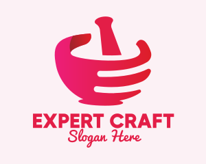 Mortar & Pestle Hand  logo design