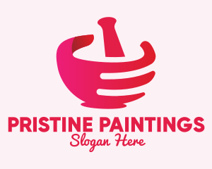 Mortar & Pestle Hand  logo design