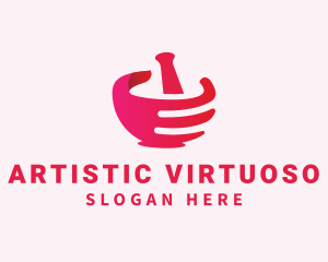 Mortar & Pestle Hand  logo design