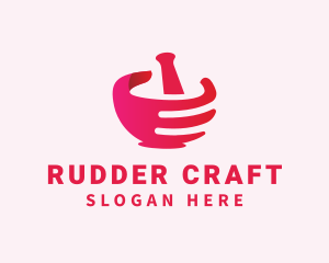 Mortar & Pestle Hand  logo design