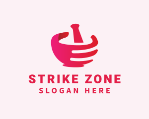 Mortar & Pestle Hand  logo design