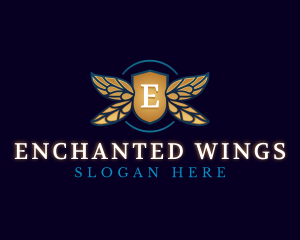 Dragonfly Wings Shield logo design