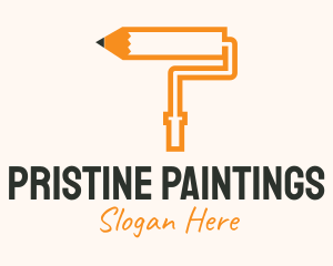 Pencil Paint Roller logo design