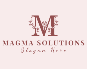 Red Flower Letter M logo design