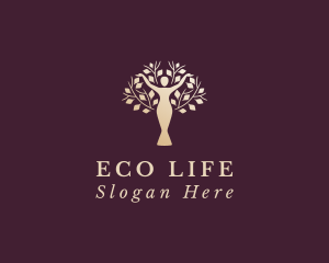 Yoga Woman Tree logo design