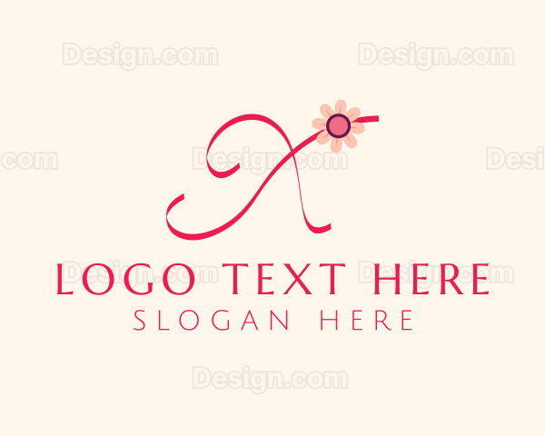 Pink Flower Letter X Logo