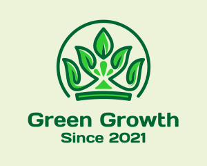 Green Leaf Crown  logo design