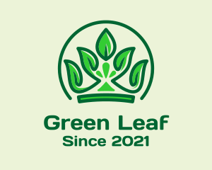 Green Leaf Crown  logo design