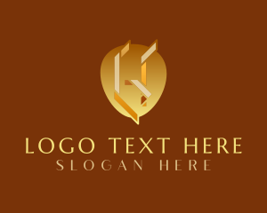 Abstract Gold Ribbon Letter logo