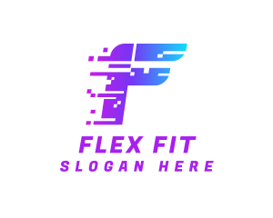 Digital Pixel Letter F logo design