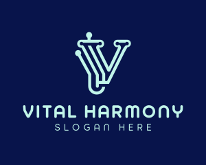 Digital Tech Letter V logo design