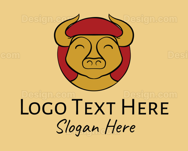 Happy Chinese Ox Logo