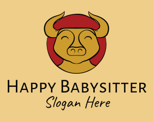 Happy Chinese Ox logo design