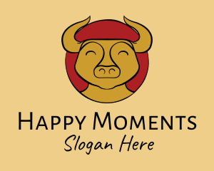 Happy Chinese Ox logo design