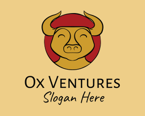 Happy Chinese Ox logo design