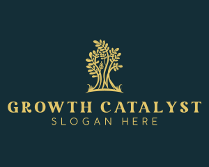 Golden Tree  Plant logo design