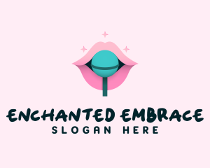 Sweet Pastel Lips Lollipop logo design