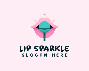 Sweet Pastel Lips Lollipop logo design