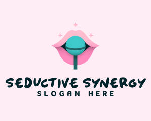 Sweet Pastel Lips Lollipop logo design