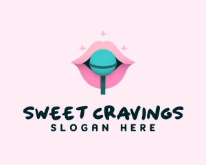 Sweet Pastel Lips Lollipop logo design