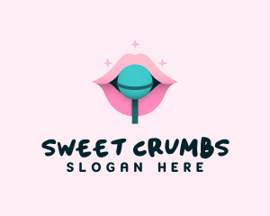 Sweet Pastel Lips Lollipop logo design