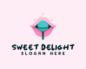 Sweet Pastel Lips Lollipop logo design